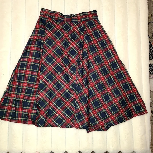 Modcloth Blue and Red Midi A-line Skirt - Picture 2 of 12
